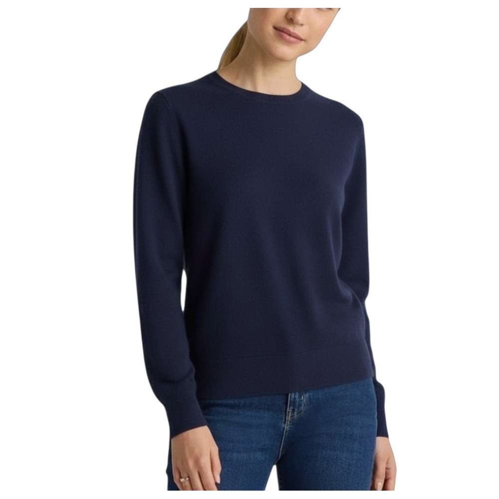 Quince Women S NWT Cashmere Crewneck Sweater Blue Quiet Luxury Minimalist Preppy